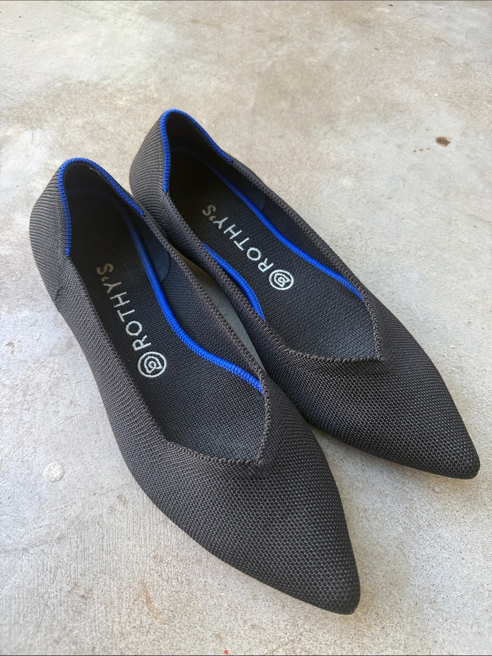 Rothy's The Point Black Pointed Toe Flats | Lightly Worn | Size 10 | Washable